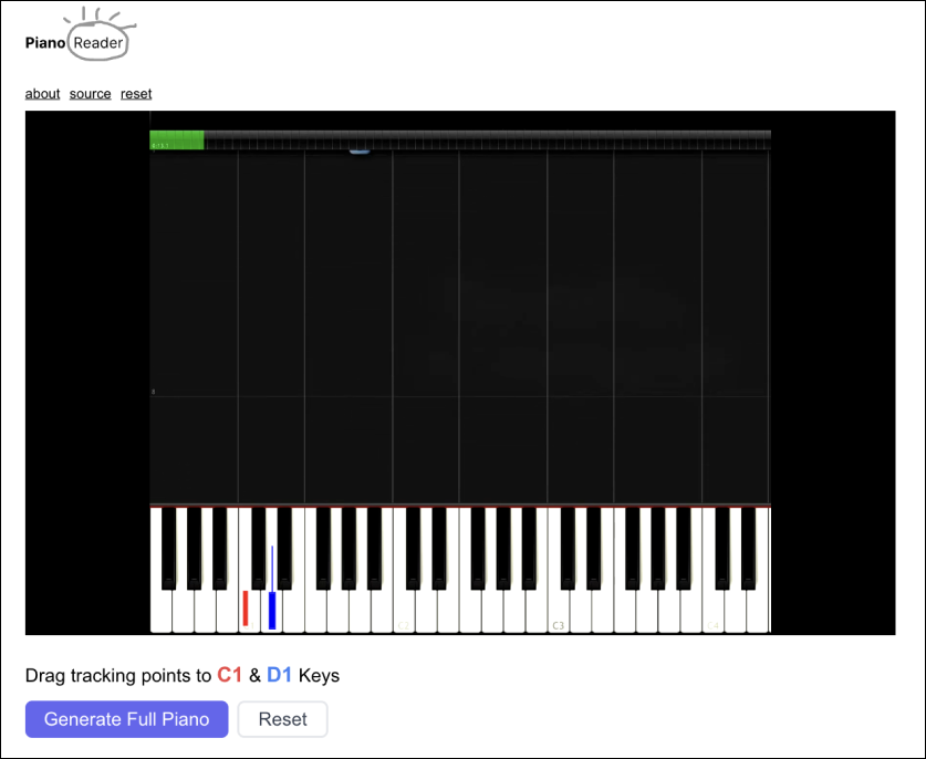 Step 1 is to set the C1 and D1 piano keys