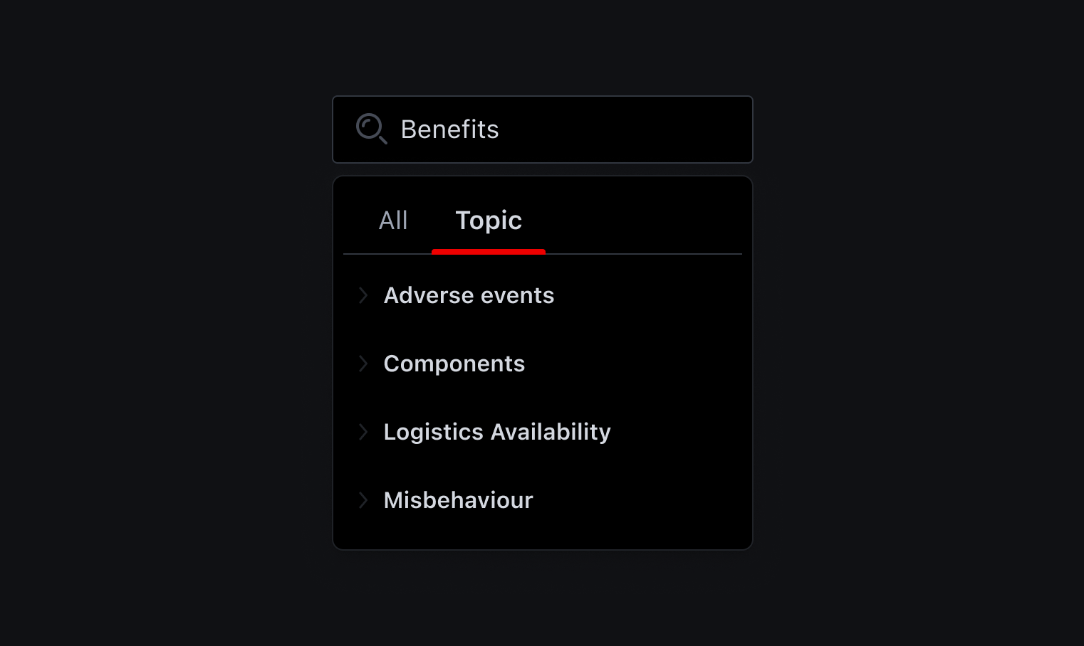 A popover with some custom components inside it: tab, disclosure